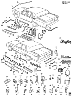 BODY MOLDINGS-SHEET METAL-REAR COMPARTMENT HARDWARE-ROOF HARDWARE Cadillac Brougham 1990-1990 D MOLDINGS/BODY