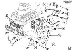 DÉMARREUR - ALTERNATEUR - ALLUMAGE - ÉLECTRIQUE - LAMPES Chevrolet Cavalier 1992-1993 J GENERATOR MOUNTING (LN2/2.2-4)
