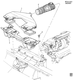 ТОПЛИВНАЯ СИСТЕМА-ВЫХЛОП-]СИСТЕМА КОНТРОЛЯ ТОКСИЧНОСТИ ВЫХЛ. ГАЗОВ Chevrolet Camaro 1992-1992 F AIR INTAKE SYSTEM-V8(LB9,L98)