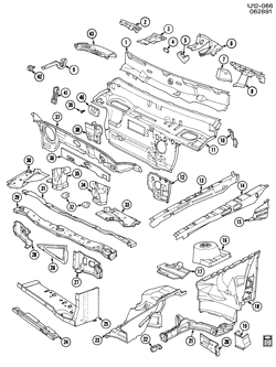 BODY MOLDINGS-SHEET METAL-REAR COMPARTMENT HARDWARE-ROOF HARDWARE Chevrolet Cavalier 1992-1994 J SHEET METAL/BODY ENGINE COMPARTMENT & DASH