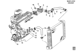 LUBRIFICAÇÃO - ARREFECIMENTO - GRADE DO RADIADOR Chevrolet Cavalier 1992-1994 J HOSES & PIPES/RADIATOR (LN2/2.2-4)