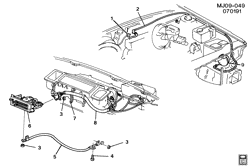 КРЕПЛЕНИЕ КУЗОВА-КОНДИЦИОНЕР-АУДИОСИСТЕМА Pontiac Sunbird 1992-1994 J A/C CONTROL SYSTEM VACUUM