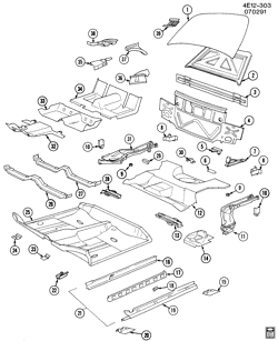 BODY MOLDINGS-SHEET METAL-REAR COMPARTMENT HARDWARE-ROOF HARDWARE Buick Reatta 1990-1991 E97 SHEET METAL/BODY-UNDERBODY & REAR END(EXC (C05))