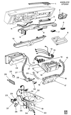 BODY MOUNTING-AIR CONDITIONING-AUDIO/ENTERTAINMENT Buick Century 1992-1992 A AIR DISTRIBUTION SYSTEM (C60)