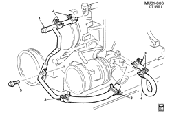 COOLING SYSTEM-GRILLE-OIL SYSTEM Pontiac Trans Sport 1991-1993 U ENGINE OIL COOLER LINES (LG6/3.1D)