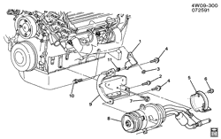 SUP. DE CARR. - AIR CLIM.- AUDIO/DIVERTISSEMENT Buick Regal 1992-1995 W A/C COMPRESSOR MOUNTING (L27/3.8L)