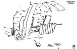 INTERIOR TRIM-FRONT SEAT TRIM-SEAT BELTS Buick Regal 1992-1993 W57 TRIM/CENTER PILLAR & QUARTER