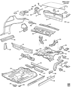 BODY MOLDINGS-SHEET METAL-REAR COMPARTMENT HARDWARE-ROOF HARDWARE Pontiac Grand Am 1992-1998 N SHEET METAL/BODY PART 3-UNDERBODY & REAR END