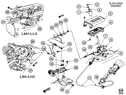 5-СКОРОСТНАЯ МЕХАНИЧЕСКАЯ КОРОБКА ПЕРЕДАЧ Chevrolet Beretta 1989-1990 L SHIFT CONTROL/AUTOMATIC TRANSMISSION FLOOR
