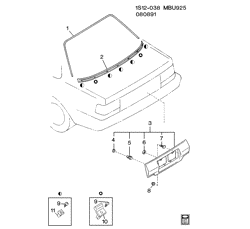 BODY MOLDINGS-SHEET METAL-REAR COMPARTMENT HARDWARE-ROOF HARDWARE Chevrolet Prizm 1991-1992 S19 MOLDINGS/BODY REAR