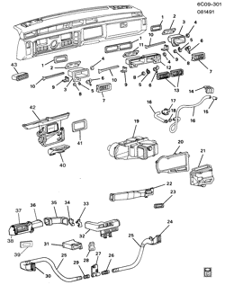 BODY MOUNTING-AIR CONDITIONING-AUDIO/ENTERTAINMENT Cadillac Funeral Coach 1989-1990 C AIR DISTRIBUTION SYSTEM