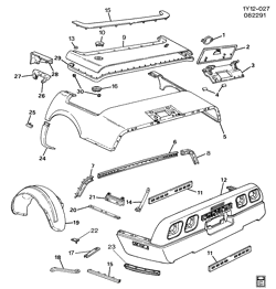 BODY MOLDINGS-SHEET METAL-REAR COMPARTMENT HARDWARE-ROOF HARDWARE Chevrolet Corvette 1992-1992 Y67 BODY/REAR OUTER