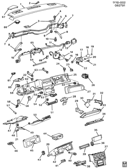 WINDSHIELD-WIPER-MIRRORS-INSTRUMENT PANEL-CONSOLE-DOORS Chevrolet Corvette 1984-1985 Y INSTRUMENT PANEL