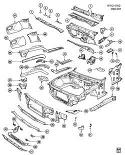 BODY MOLDINGS-SHEET METAL-REAR COMPARTMENT HARDWARE-ROOF HARDWARE Cadillac Allante 1987-1990 V SHEET METAL/BODY-ENGINE COMPARTMENT & DASH