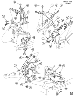 6-ЦИЛИНДРОВЫЙ ДВИГАТЕЛЬ Buick Riviera 1989-1990 E ENGINE & TRANSMISSION MOUNTING-V6 (LN3/3.8C)