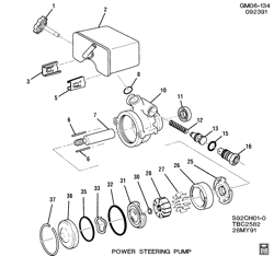FRONT SUSPENSION-STEERING Buick Lesabre 1992-1993 H STEERING PUMP ASM (EXC ACTUATOR)(L27/3.8L)(EXC (T2V))
