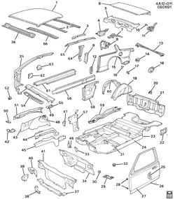 BODY MOLDINGS-SHEET METAL-REAR COMPARTMENT HARDWARE-ROOF HARDWARE Buick Century 1991-1991 A37 SHEET METAL/BODY/REAR COMPARTMENT AND UNDERBODY