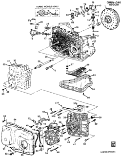 FREINS Buick Lesabre 1990-1991 H AUTOMATIC TRANSMISSION (ME9) HM 4T60 CASE & RELATED PARTS