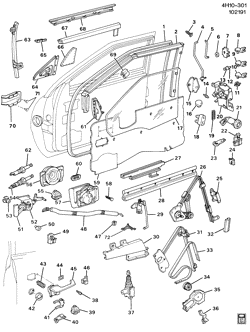 WINDSHIELD-WIPER-MIRRORS-INSTRUMENT PANEL-CONSOLE-DOORS Buick Lesabre 1990-1991 H69 DOOR HARDWARE/FRONT