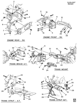 4-ЦИЛИНДРОВЫЙ ДВИГАТЕЛЬ Chevrolet Corsica 1991-1991 L ENGINE & TRANSMISSION MOUNTING-V6 (LH0/3.1T)