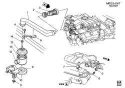 SISTEMA DE COMBUSTIBLE - ESCAPE - EMISIÓN EVAPORACIÓN Chevrolet Camaro 1992-1992 F AIR INTAKE SYSTEM-V6(LH0)