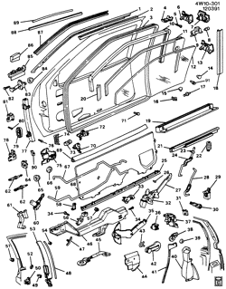 WINDSHIELD-WIPER-MIRRORS-INSTRUMENT PANEL-CONSOLE-DOORS Buick Regal 1988-1991 W57 DOOR HARDWARE/FRONT