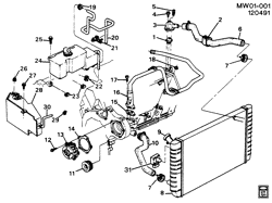 COOLING SYSTEM-GRILLE-OIL SYSTEM Pontiac Grand Prix 1989-1991 W HOSES & PIPES/RADIATOR (LH0)