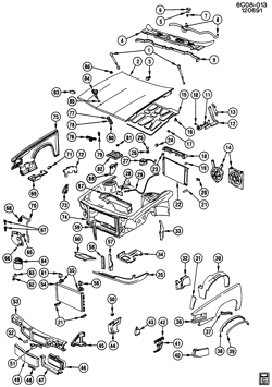 FRONT END SHEET METAL-HEATER-VEHICLE MAINTENANCE Cadillac Fleetwood Sixty Special 1989-1990 C SHEET METAL/FRONT END
