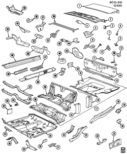 BODY MOLDINGS-SHEET METAL-REAR COMPARTMENT HARDWARE-ROOF HARDWARE Cadillac Fleetwood Limousine 1985-1988 C69 SHEET METAL/BODY-UNDERBODY & REAR END