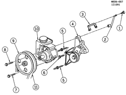 FRONT SUSPENSION-STEERING Buick Riviera 1988-1990 E STEERING PUMP MOUNTING (LN3/3.8-3)