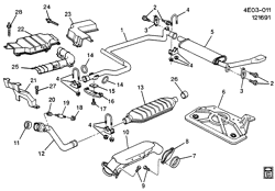FUEL SYSTEM-EXHAUST-EMISSION SYSTEM Buick Reatta 1991-1992 E EXHAUST SYSTEM-V6 (L27/3.8L)