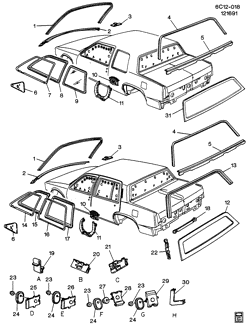 BODY MOLDINGS-SHEET METAL-REAR COMPARTMENT HARDWARE-ROOF HARDWARE Cadillac Deville 1985-1990 C47-69 MOLDINGS/BODY-ABOVE BELT