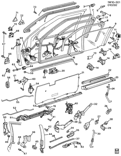WINDSHIELD-WIPER-MIRRORS-INSTRUMENT PANEL-CONSOLE-DOORS Chevrolet Lumina 1990-1991 W27 DOOR HARDWARE/FRONT