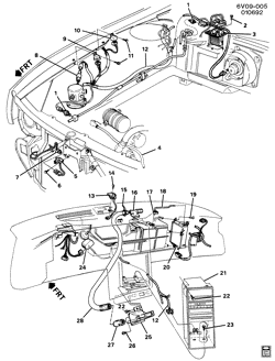 КРЕПЛЕНИЕ КУЗОВА-КОНДИЦИОНЕР-АУДИОСИСТЕМА Cadillac Allante 1987-1988 V A/C CONTROL SYSTEM ELECTRICAL