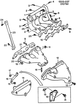 FUEL SYSTEM-EXHAUST-EMISSION SYSTEM Chevrolet Prizm 1989-1992 S INTAKE & EXHAUST MANIFOLD (1.6-6)(L01)