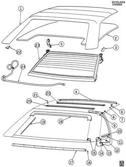 BODY WIRING-ROOF TRIM Cadillac Allante 1988-1989 V FOLDING TOP COVER