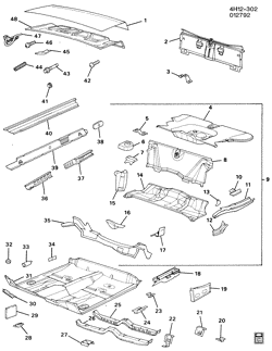 BODY MOLDINGS-SHEET METAL-REAR COMPARTMENT HARDWARE-ROOF HARDWARE Buick Lesabre 1990-1991 H69 SHEET METAL/BODY-UNDERBODY & REAR END