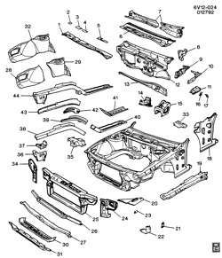 BODY MOLDINGS-SHEET METAL-REAR COMPARTMENT HARDWARE-ROOF HARDWARE Cadillac Allante 1993-1993 V SHEET METAL/BODY-ENGINE COMPARTMENT & DASH