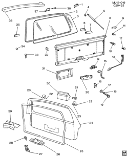 BODY MOLDINGS-SHEET METAL-REAR COMPARTMENT HARDWARE-ROOF HARDWARE Chevrolet Cavalier 1982-1991 J35 LIFTGATE HARDWARE