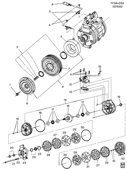 BODY MOUNTING-AIR CONDITIONING-AUDIO/ENTERTAINMENT Chevrolet Corvette 1992-1993 Y A/C COMPRESSOR ASM (LT1/5.7P)