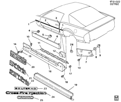 МОЛДИНГИ КУЗОВА-ЛИСТОВОЙ МЕТАЛ-ФУРНИТУРА ЗАДНЕГО ОТСЕКА-ФУРНИТУРА КРЫШИ Chevrolet Camaro 1983-1984 F MOLDINGS/BODY-BELOW BELT