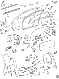 WINDSHIELD-WIPER-MIRRORS-INSTRUMENT PANEL-CONSOLE-DOORS Chevrolet Beretta 1987-1991 L37 DOOR HARDWARE/FRONT