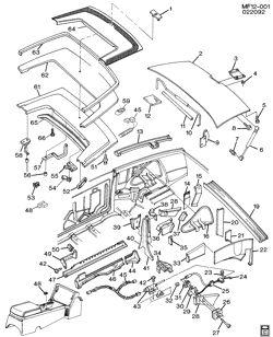 BODY MOLDINGS-SHEET METAL-REAR COMPARTMENT HARDWARE-ROOF HARDWARE Chevrolet Camaro 1992-1992 F67 SHEET METAL/BODY & HARDWARE/TONNEAU COVER-CONVERTIBLE