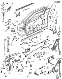 WINDSHIELD-WIPER-MIRRORS-INSTRUMENT PANEL-CONSOLE-DOORS Buick Century 1990-1991 A69 DOOR HARDWARE/FRONT