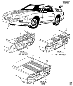MOLDURAS DA CARROCERIA-PLACA DE METAL-PEÇAS DO COMPARTIMENTO TRASEIRO-PEÇAS DO TETO Chevrolet Camaro 1992-1992 F STRIPES/BODY  (25TH ANNIVERSARY Z03)
