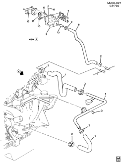 FRONT END SHEET METAL-HEATER-VEHICLE MAINTENANCE Chevrolet Cavalier 1992-1994 J HOSES & PIPES/HEATER (LN2/2.2-4)
