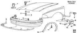 FRONT END SHEET METAL-HEATER-VEHICLE MAINTENANCE Chevrolet Caprice 1994-1996 B MOLDINGS/FRONT END