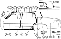 BODY MOLDINGS-SHEET METAL-REAR COMPARTMENT HARDWARE-ROOF HARDWARE Cadillac Fleetwood Brougham 1984-1984 DM69 MOLDINGS/BODY-SIDE