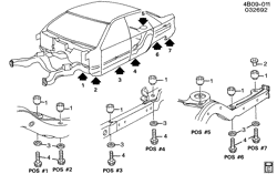 BODY MOUNTING-AIR CONDITIONING-AUDIO/ENTERTAINMENT Buick Roadmaster Sedan 1992-1996 B69 BODY MOUNTING