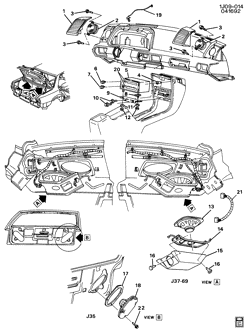 КРЕПЛЕНИЕ КУЗОВА-КОНДИЦИОНЕР-АУДИОСИСТЕМА Chevrolet Cavalier 1991-1991 J AUDIO SYSTEM